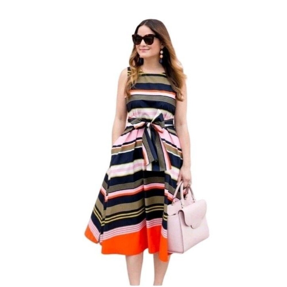 Ann Taylor Ultimate Striped Midi Tie Dress Sizes XSmall EUC